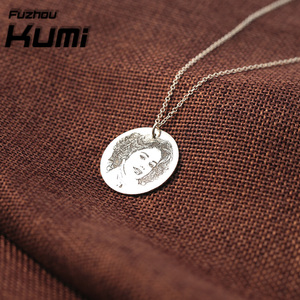 Foto personalizzata Collana Incisa Foto di Fascino del Disco 925 Sterling Gioielli In Argento Su Misura - Product Image 2