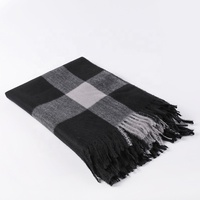 Poncho Châle Chaud en Fausse Cachemire Tricoté à Pompons pour Femme, Idéal pour le Bureau, Automne Hiver Printemps, Motif Plaid Dégradé