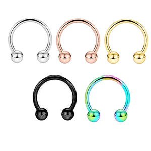 Anneaux de Septum de nez en fer à cheval en acier chirurgical, Piercing, balles et pointes, Cartilage, Helix, <span class=keywords><strong>Tragus</strong></span>, <span class=keywords><strong>boucle</strong></span> d'oreille, cerceau, sourcils, lèvre P, 16G - Product Image 1