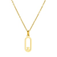 Set Perhiasan Beruang Teddy Anti Air Lapis Emas Baja Tahan Karat Desain Berongga Kalung Anting Fashion Wanita Set 2 Buah