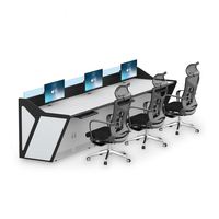 Console de salle de contrôle d'alarme incendie, bureau de travail en métal épaissi, éclairage d'ambiance LED, table de surveillance multi-postes
