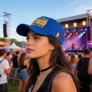 Casquette de baseball brodée 3D Grand <span class=keywords><strong>Prix</strong></span> Roumanie, drapeau roumain brodé, structurée, ajustable, taille adulte - Product Image 1