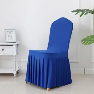 Wholesale cheap stretch hem pleated spandex removable stretch elastic chair cover for wedding banquet