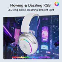 سماعات رأس Ajazz AHM10 Max مع ميكروفون، لاسلكية ثلاثية الوضع، صوت محيطي 7.1، إضاءة RGB، عمر بطارية طويل، سماعات فوق الأذن