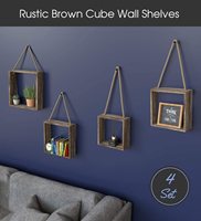 Présentoir de cubes en bois rustique, personnalisé, étagères carrées flottantes pour montage mural, 12 pièces