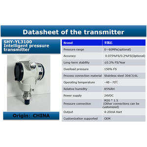 Sensor tekanan pintar buatan Tiongkok, Anti lonjakan suhu 7 titik kompensasi Remote IR untuk aplikasi Gas pemancar tekanan keras - Product Image 3
