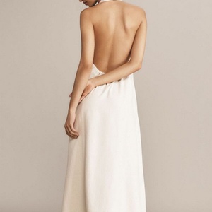 Robes maxi OEM sans manches, col en V, en lin/coton, respirantes, couleur unie, robes d'été, vêtements décontractés pour femmes - Product Image 2