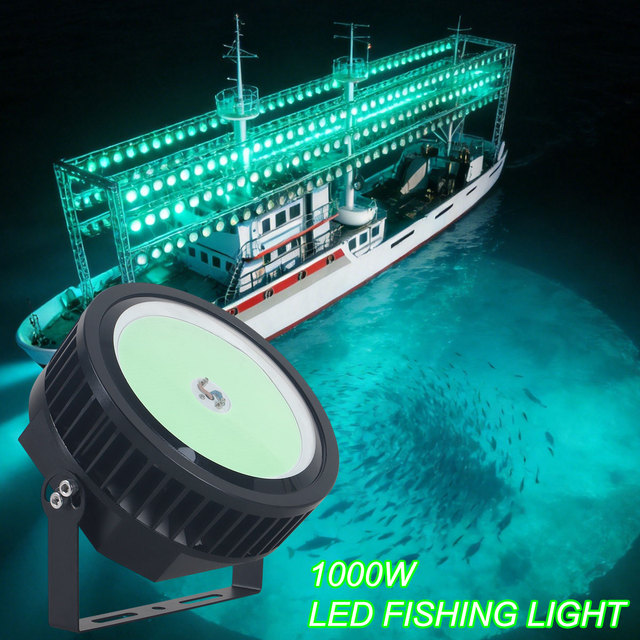 1000W Marine LED Fishing Light IP65 Waterproof Fish Attracting Boat Spotlight for Deep Sea Fishing