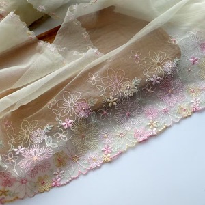 Raffinata Applicazione in <span class=keywords><strong>Pizzo</strong></span> Floreale a Rete in Oro Giallo con Motivo a Foglie in Tulle per Abiti da Sposa, Scarpe, Borse e Accessori - Product Image 5