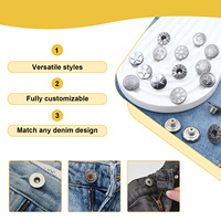 Botones de mezclilla personalizados de fábrica, botones redondos de forma hueca chapados en aleación de Zinc y Metal, botones de jeans de alta calidad para ropa