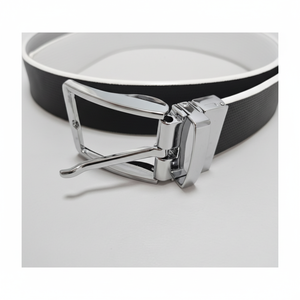Cintura in vera pelle da uomo a doppio lato da 48 pollici oversize colore bianco e nero - Product Image 1