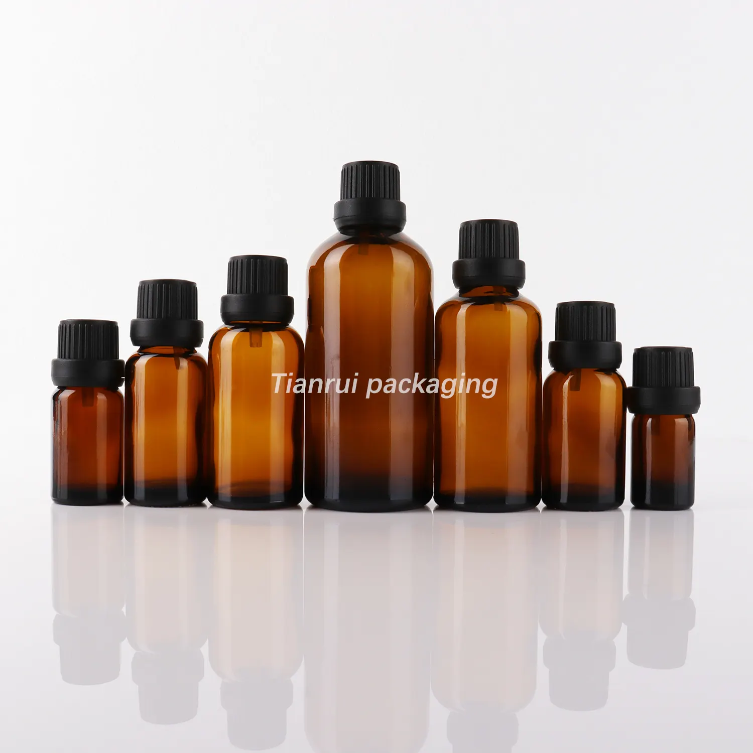 Bouteille de sérum ambre emballage liquide pour cosmétiques 5ml 10ml 15ml 20ml 30ml 50ml 100ml bouchon anti-appriété bouteille en verre d'huile essentielle