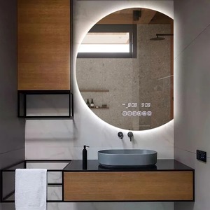 Miroirs <span class=keywords><strong>de</strong></span> <span class=keywords><strong>salle</strong></span> <span class=keywords><strong>de</strong></span> <span class=keywords><strong>bain</strong></span> à <span class=keywords><strong>LED</strong></span> rétroéclairés en demi-cercle avec éclairage arrière Décoration intérieure - Product Image 3