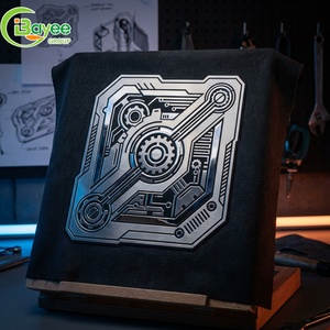 100°C High-Temp Washable Brushed Metallic Heat Transfer Film Clothing Label for High-Tech Bag Emblems - Product Image 1