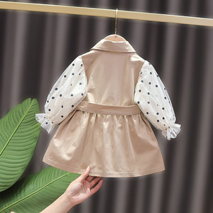 Abrigo tipo gabardina informal de algodón con solapa y mangas largas estilo coreano para bebés y niñas pequeñas - Product Image 2