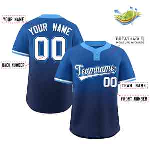 Camiseta de Softbol Personalizada de la Marina Real con Degradado Blanco-Azul Marino, Auténtica y de Moda, con Dos Botones - Product Image 2