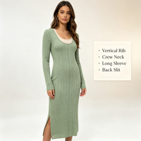 Athena Maxi – Robe pull longue en maille côtelée violette pour femme, personnalisable OEM & ODM, haute qualité, vente en gros
