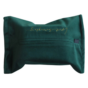 Fabric Velvet Tissue Bag Embroidered Nordic Style Living Room Desktop Cover Pull Out Tissues Dark Green Flesh Pink Jujube Red - Product Image 4