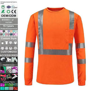 เสื้อทำงานนิรภัยสำหรับงานก่อสร้าง แบบยูนิเซ็กซ์ ผลิตจากโรงงาน 100% โพลีเอสเตอร์ สะท้อนแสง กันน้ำ ระบายอากาศ กันฝุ่น ทนไฟ แขนยาว - Product Image 1