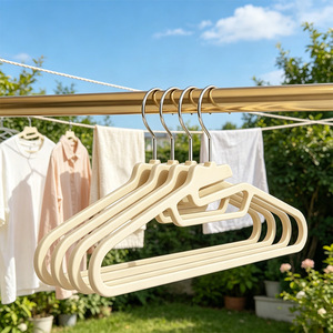 Plastic Clothes Hangers Off White Rectangle Hook Type For Drying Clothes Wardrobe Balcony Use Shoulder Protection - Product Image 1