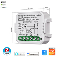 0/1-10V Tuya Smart WiFi Zigbee Pengontrol Dimmer LED Sakelar Pintar Plastik Untuk Rumah & Hotel 100-240V Modul Kontrol Jarak Jauh Aplikasi