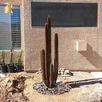 Statue d'art du désert d'extérieur de grande taille Sculpture de cactus en acier corten de jardin