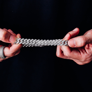 S925 Sterling Sliver 15MM <b>Iced</b> <b>Out</b> Hip Hop Jewelry VVS Moissanite Cuban Link Bracelet Gift Shining Jewelry Pass Diamond Tester - Product Image 3