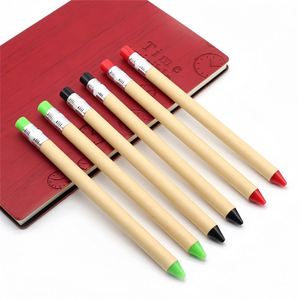 Custom Printed Advertising Promotional Paper <b>Pen</b> Bulk Buy Cheap Ballpoint <b>Pens</b> With <b>Eraser</b> Top Design - Product Image 1