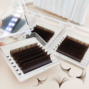 Plateaux d'extension de cils en cachemire brun doux russe vente en gros plateaux d'extension de cils en soie mate rouge foncé brun de marque privée - Product Image 5
