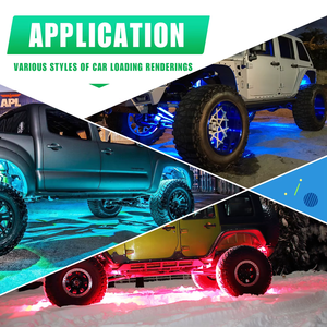 ชุดไฟร็อค RGB LED มหัศจรรย์4ฝักสำหรับรถยนต์ชุดไฟ<span class=keywords><strong>ร็</strong></span><span class=keywords><strong>อค</strong></span>เพลงซิงค์ไฟนีออนเรืองแสงกันน้ำชุดไฟเวลากระพริบโหมดดนตรี - Product Image 5