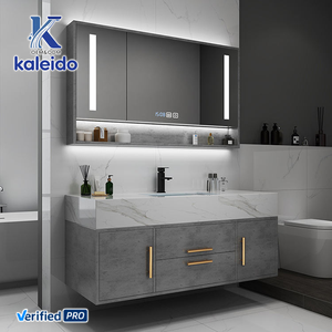 Combinación de lavabo y espejo LED con panel de <span class=keywords><strong>roca</strong></span> de alta calidad, personalizable y moderno, modelo Kaleido OEM 2025, para gabinetes de baño. - Product Image 1