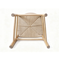 Chaise de salle à manger empilable en bois massif naturel, dossier simple de style nordique avec assise en corde tressée à la main