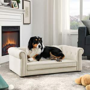 Lit pour chien élégant en soie rectangulaire, surélevé, moderne, taille XL, pour chiens de taille moyenne à grande, canapé confortable pour animaux de compagnie - Product Image 3