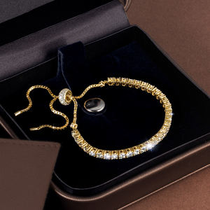 GRA catenina regolabile con diamante Moissanite certificata 14K placcato in oro 925 argento 2mm D colore VVS bracciale rotondo Mossanite Bolo - Product Image 1