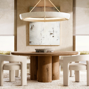 طاولة طعام دائرية عصرية للمطبخ بقاعدة خشبية صلبة - Product Image 1