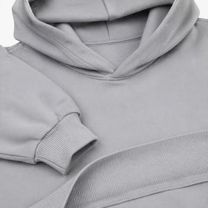 Sweat à capuche gris chiné premium épais avec support pour logo personnalisé et tissu de 300 à 500 GSM pour collections de marques streetwear - Product Image 4