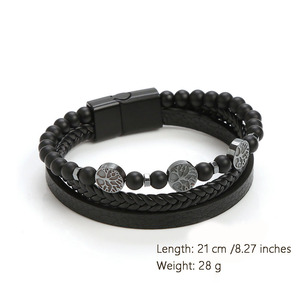 Bracelet en cuir tressé multicouche pour homme, charme Arbre <span class=keywords><strong>de</strong></span> Vie, perles en œil <span class=keywords><strong>de</strong></span> tigre naturel, fermoir magnétique en alliage, bijoux décontractés - Product Image 2