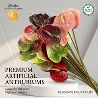 Fleur artificielle en PU au toucher réel Anthurium Andraeanum pour décoration de mariage, fleur flamant rose, prix d'usine