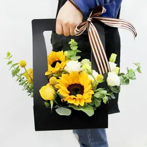 Недорогая бумажная корзина для цветов, упаковка для букета, водонепроницаемая плотная коробка для цветов, коробка для цветов на День Матери