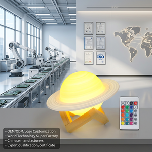 Lampe Saturne LED 3D Moderne pour Enfants, en PLA, 16 Couleurs, Veilleuse, Télécommande Tactile, Intensité Réglable, pour Chambre à Coucher - Product Image 1