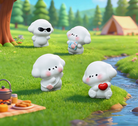 Figurines en résine de chiot blanc mignon kawaii, miniatures décoratives pour tableau de bord de voiture, bureau et jardin féerique