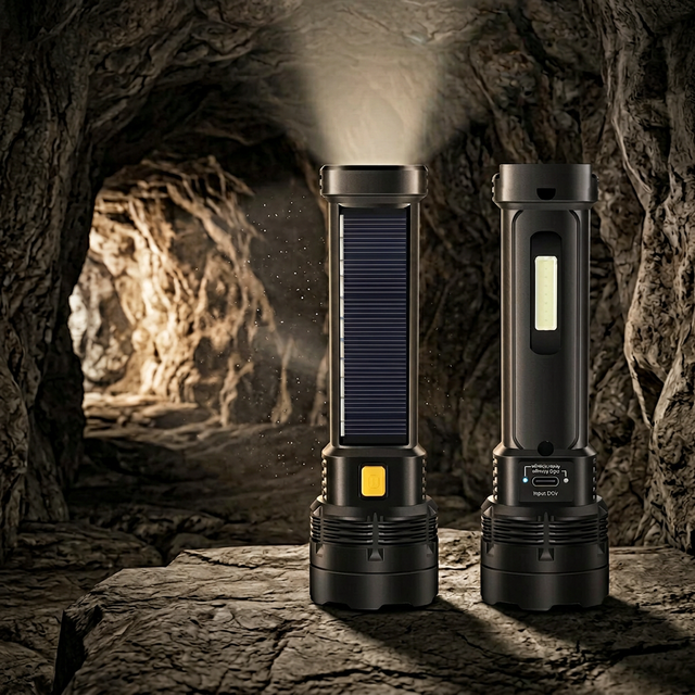 Rechargeable Portable Handheld LED Flashlight Bright Waterproof USB Camping Light for Outdoor Home Emergency Hiking