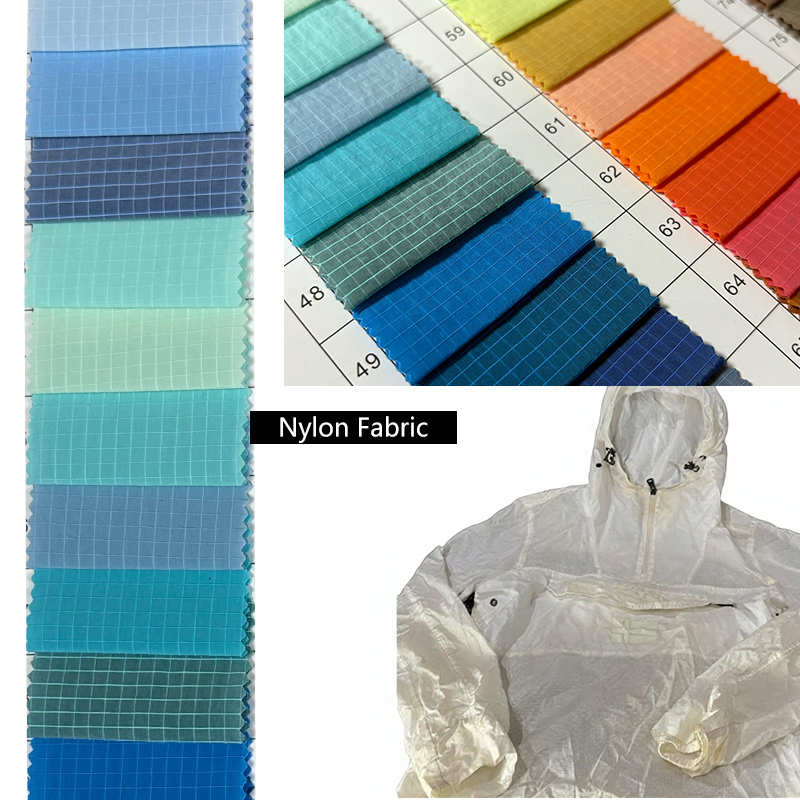 Quality Wholesale 80gsm Plaid Ripstop Nylon Fabric Waterproof Free Sample Jacquard Grid Fabric for Jackets