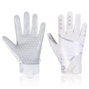Free Sample Sport <strong>Gloves</strong> for Youth Silver Anti-Slip Great <strong>Grip</strong> Sticky Silicone Lightweight American Football Custom Logo Outdoor - Product Image 1