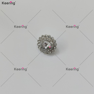 WBK-1625 Keering Pha Lê Hiệu Suất Cao Rõ Ràng Rhinestone Shank Hoa Kim Loại Nút Cho Phụ Nữ Quần Áo Túi - Product Image 2
