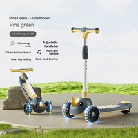 Trottinette à pédales pour enfants, 3 roues, acier, plastique PU, pour les enfants de 3 à 6 ans, avec musique, lumières, design pliable