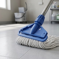 Support de tête de balai serpillère en plastique bleu, clip détachable pour serpillère, pince de serrage filetée pour le nettoyage des sols