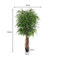 Arbre artificiel à feuilles vertes, tronc torsadé naturel, plante à feuillage artificiel, résistant aux UV, écologique, pour intérieur, maison, bureau, hôtel