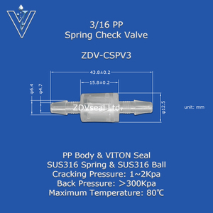 Zdvseal สปริง1/4นิ้วมินิวาล์วตรวจสอบทางเดียว50 kPa เปิดความดันลดวาล์วไม่คืน - Product Image 3