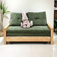 Canapé-lit en bois avec accoudoirs escamotables, convertible en tissu, pour petit appartement, taille double